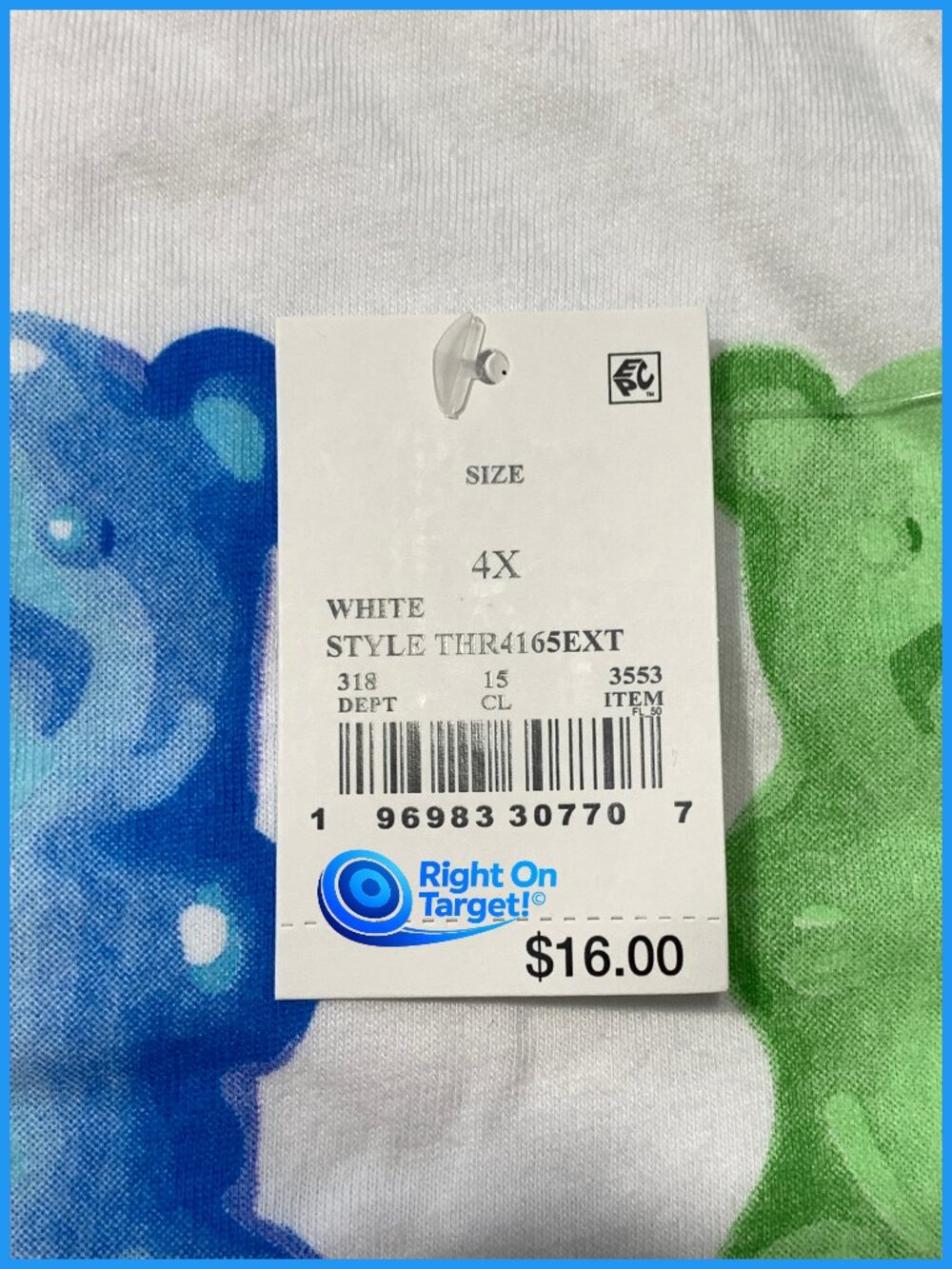 4X - Pride Adult Gummy Bear - Be Different Tank Top - White - Picture 5 of 6